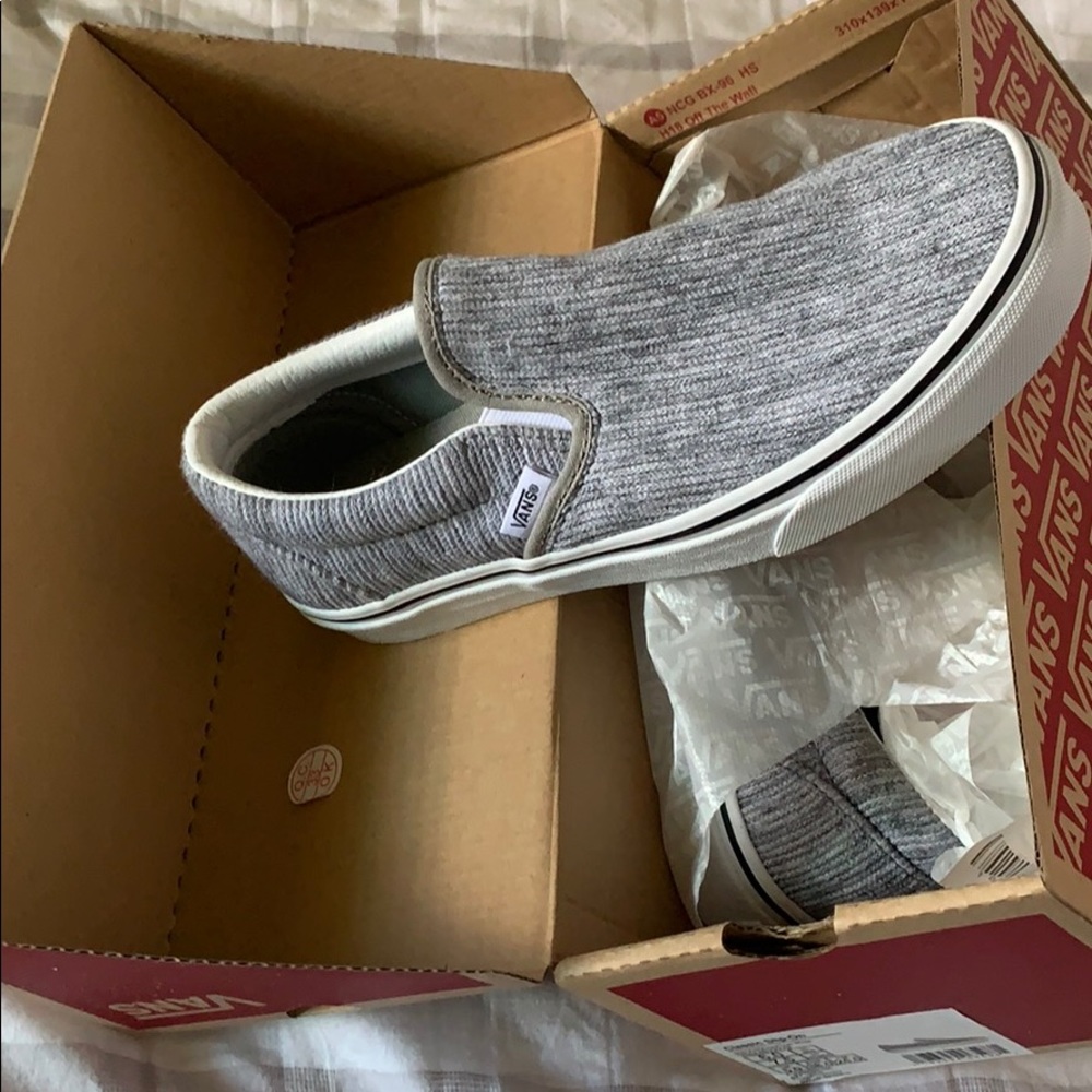 BNIB Gray Vans Classic Slip On shoes